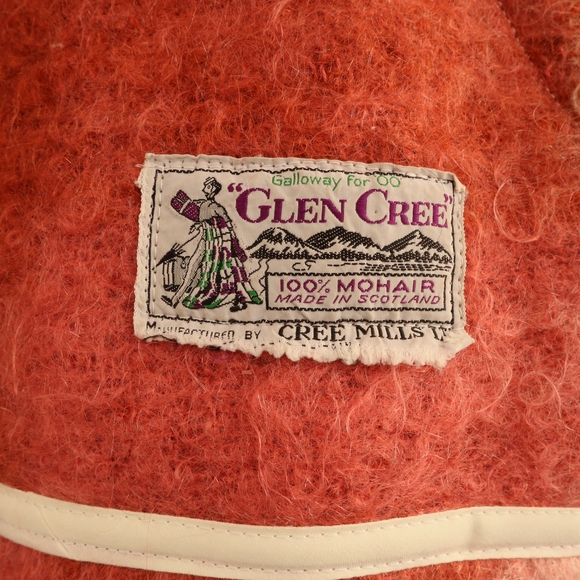 Upcycled Mohair Plaid Wool Jacket with Fringe Pink Peach Cream Brown M • L - Picture 4 of 8